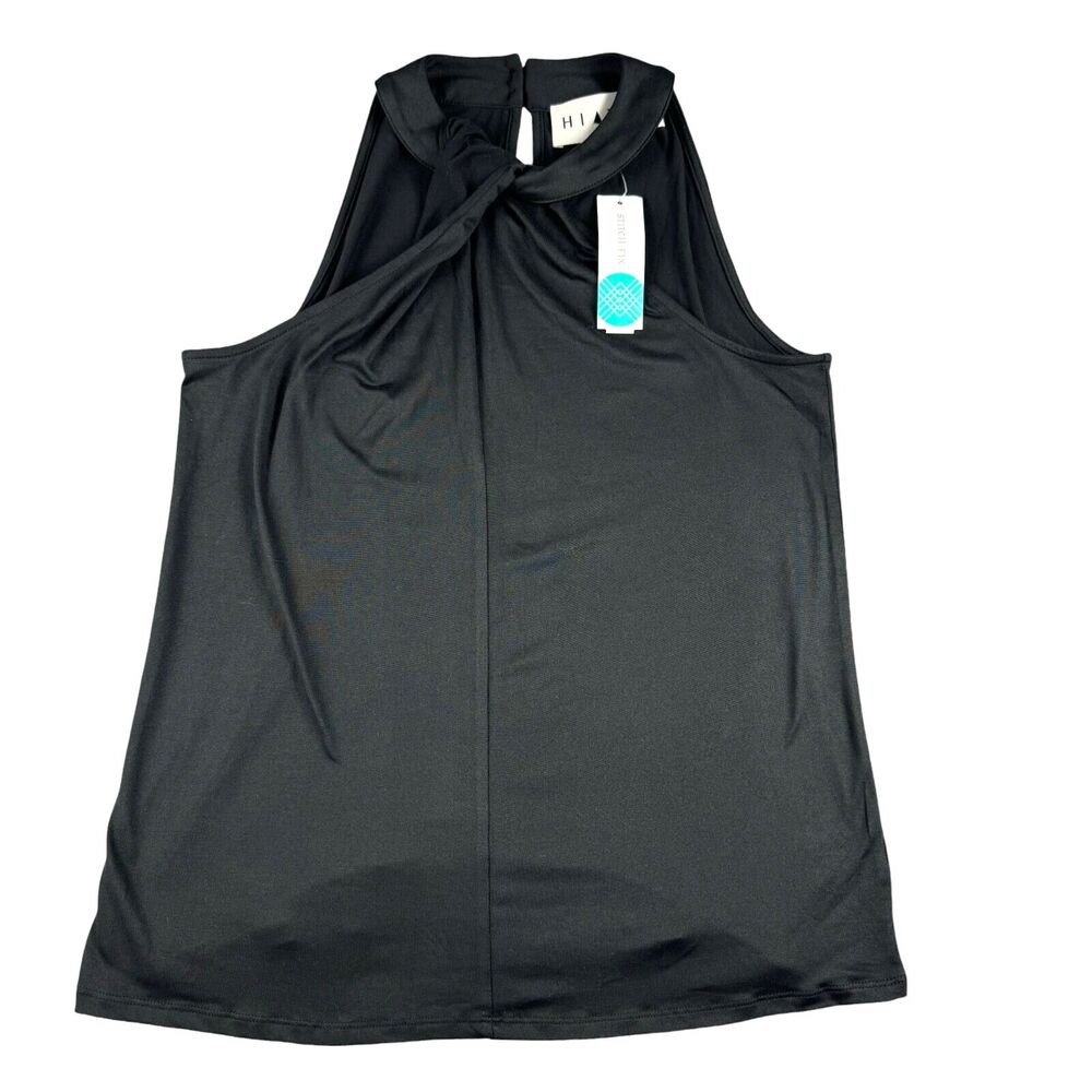 Hiatus Top Women's Small Black Sleeveless Halter Knit Blouse Shirt Solid Joele